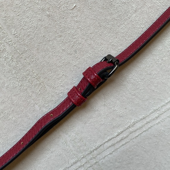 SONDRA ROBERTS SQUARED Flap Purse, Rusty Red, Adjustable Strap Inside Zip Pocket - Picture 12 of 13